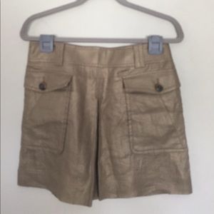 JCrew Italian Linen Gold Cargo Pocket Skirt